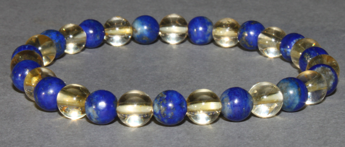 Bracelet Citrine et Lapis Lazuli 5 mm Disponible Taille Small/Médium/Extra large 