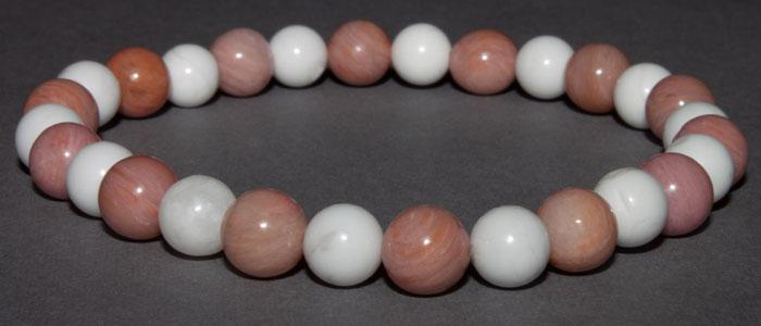 Bracelet Rhodonite et Howlite 6 mm Disponible Taille Small/Large/Extra large