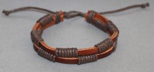 Bracelet ajustable simili cuir marron et coton ciré N°29