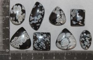 Lot de pierres cabochon Obsidienne neige