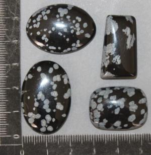 Lot de pierres cabochon Obsidienne neige