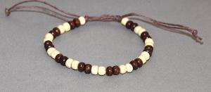 Bracelet ajustable Perles en bois et coton ciré N°31